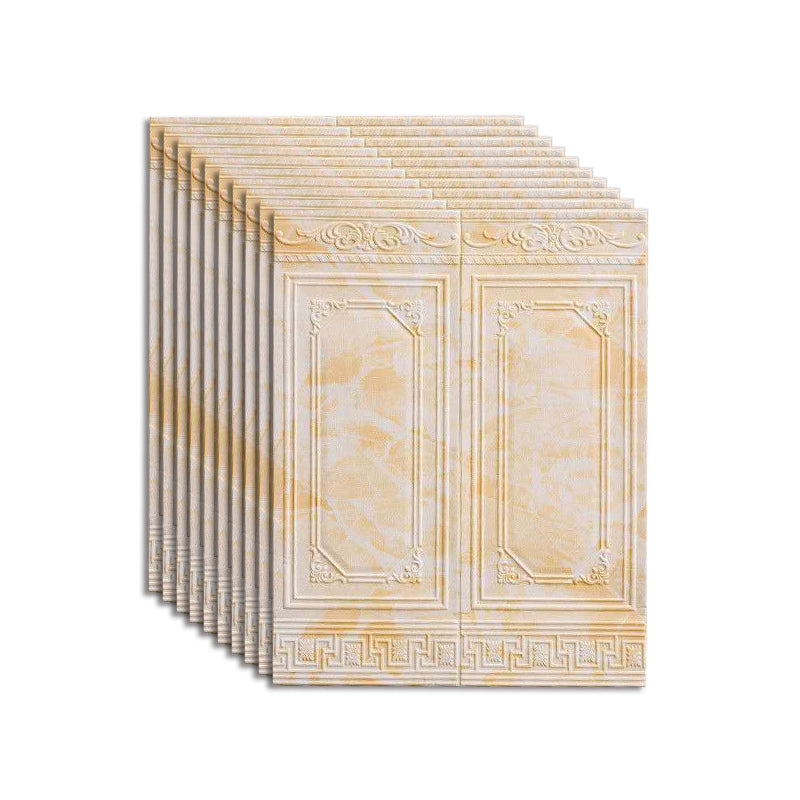 Wall Panel 3D Embossed Peel and Stick Waterproof Backsplash Panels for Living Room Beige 10-Piece Set Clearhalo 'Flooring 'Home Improvement' 'home_improvement' 'home_improvement_wall_paneling' 'Wall Paneling' 'wall_paneling' 'Walls & Ceilings' Walls and Ceiling' 7506534