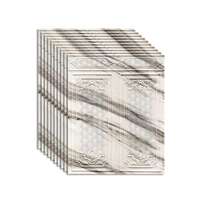 Wall Panel 3D Embossed Peel and Stick Waterproof Backsplash Panels for Living Room Gray-White 10-Piece Set Clearhalo 'Flooring 'Home Improvement' 'home_improvement' 'home_improvement_wall_paneling' 'Wall Paneling' 'wall_paneling' 'Walls & Ceilings' Walls and Ceiling' 7506539
