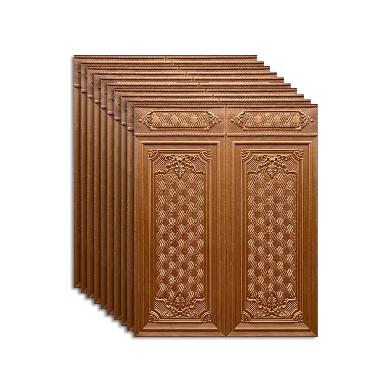 Wall Panel 3D Embossed Peel and Stick Waterproof Backsplash Panels for Living Room Dark Brown 10-Piece Set Clearhalo 'Flooring 'Home Improvement' 'home_improvement' 'home_improvement_wall_paneling' 'Wall Paneling' 'wall_paneling' 'Walls & Ceilings' Walls and Ceiling' 7506540