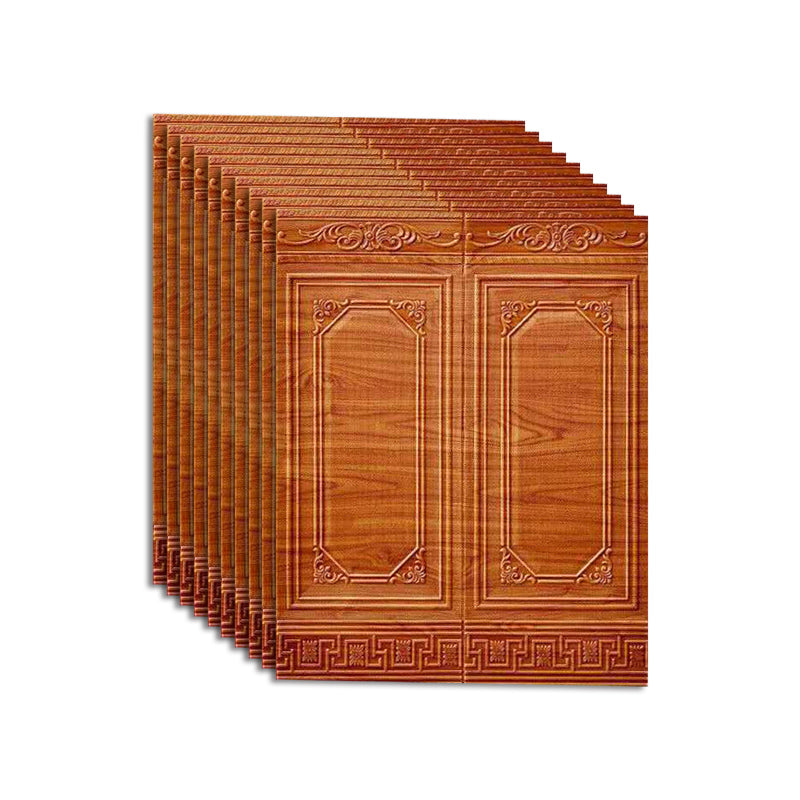 Wall Panel 3D Embossed Peel and Stick Waterproof Backsplash Panels for Living Room Brown 10-Piece Set Clearhalo 'Flooring 'Home Improvement' 'home_improvement' 'home_improvement_wall_paneling' 'Wall Paneling' 'wall_paneling' 'Walls & Ceilings' Walls and Ceiling' 7506542