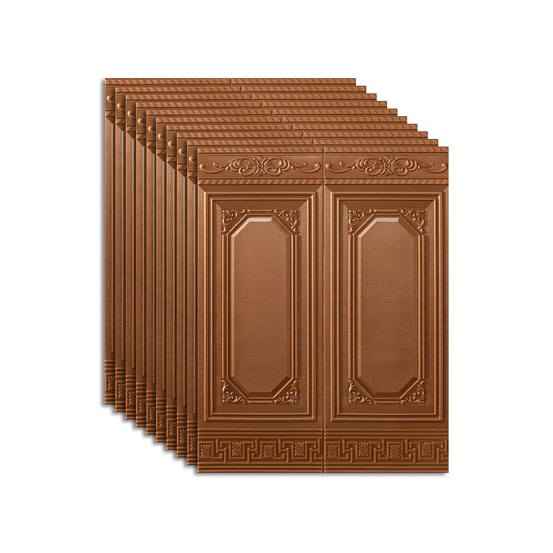 Wall Panel 3D Embossed Peel and Stick Waterproof Backsplash Panels for Living Room Walnut 10-Piece Set Clearhalo 'Flooring 'Home Improvement' 'home_improvement' 'home_improvement_wall_paneling' 'Wall Paneling' 'wall_paneling' 'Walls & Ceilings' Walls and Ceiling' 7506543