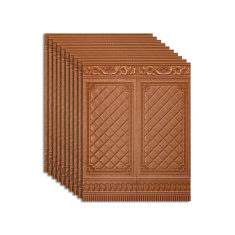 Wall Panel 3D Embossed Peel and Stick Waterproof Backsplash Panels for Living Room Beige Brown 10-Piece Set Clearhalo 'Flooring 'Home Improvement' 'home_improvement' 'home_improvement_wall_paneling' 'Wall Paneling' 'wall_paneling' 'Walls & Ceilings' Walls and Ceiling' 7506544
