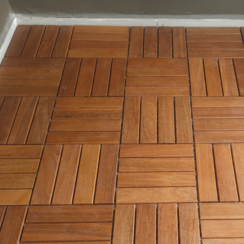 Solid Wood Patio Flooring Tiles Interlocking Deck Plank for Indoor and Outdoor 12" x 12" 96.9 sq ft. - 99 Pieces Clearhalo 'Home Improvement' 'home_improvement' 'home_improvement_outdoor_deck_tiles_planks' 'Outdoor Deck Tiles & Planks' 'Outdoor Flooring & Tile' 'Outdoor Remodel' 'outdoor_deck_tiles_planks' 7506667