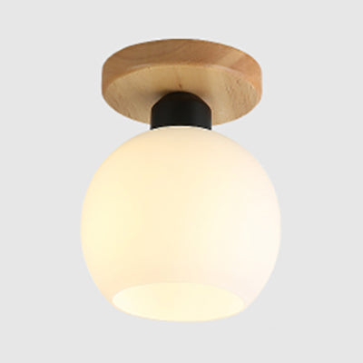One Bulb Ceiling Lighting Industrial Globe/Cylinder Frosted Glass Semi Flush Mount Light in Black for Foyer White Globe Clearhalo 'Ceiling Lights' 'Close To Ceiling Lights' 'Close to ceiling' 'Semi-flushmount' Lighting' 7509