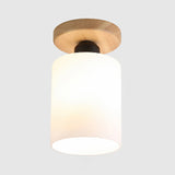 One Bulb Ceiling Lighting Industrial Globe/Cylinder Frosted Glass Semi Flush Mount Light in Black for Foyer White Cylinder Clearhalo 'Ceiling Lights' 'Close To Ceiling Lights' 'Close to ceiling' 'Semi-flushmount' Lighting' 7511
