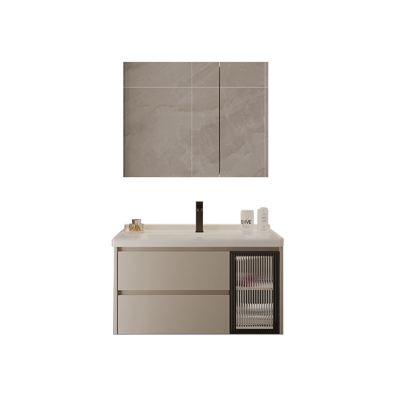 Wall Mount Bathroom Vanity Modern Glass Single-Sink Rectangular Vanity Set Vanity & Faucet & Mirror Cabinet https: res.litfad.com site img item 2023 02 27 7519080 1200x1200.jpg Clearhalo 'Bathroom Remodel & Bathroom Fixtures' 'Bathroom Vanities' 'bathroom_vanities' 'Home Improvement' 'home_improvement' 'home_improvement_bathroom_vanities' 7519080