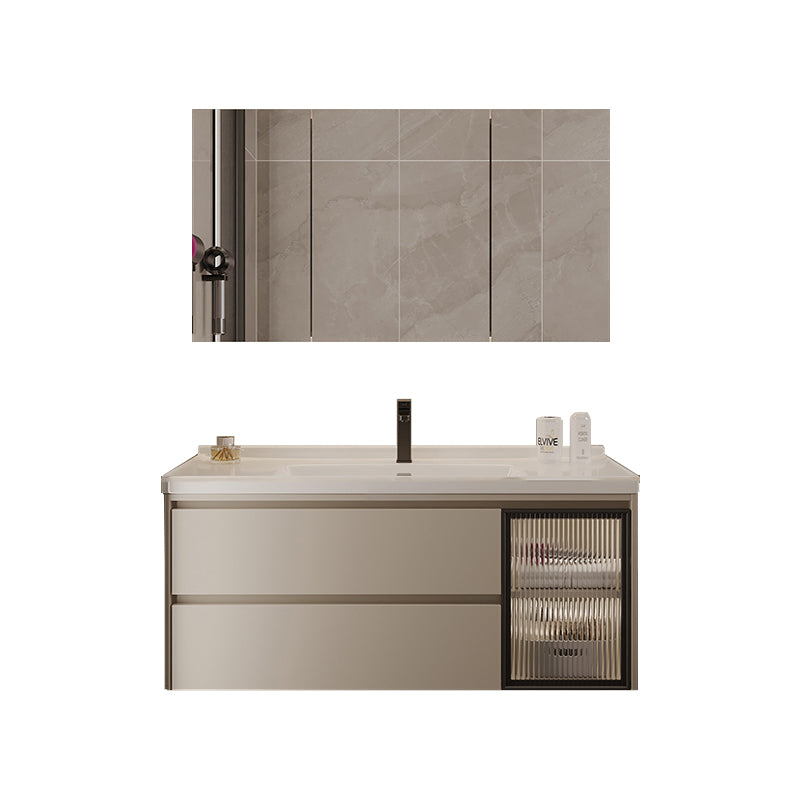 Wall Mount Bathroom Vanity Modern Glass Single-Sink Rectangular Vanity Set Vanity & Faucet & Mirror Cabinet https: res.litfad.com site img item 2023 02 19 7519086 1200x1200.jpg Clearhalo 'Bathroom Remodel & Bathroom Fixtures' 'Bathroom Vanities' 'bathroom_vanities' 'Home Improvement' 'home_improvement' 'home_improvement_bathroom_vanities' 7519086