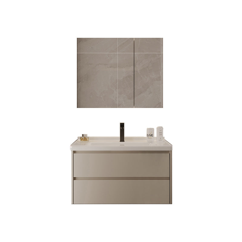Wall Mount Bathroom Vanity Modern Glass Single-Sink Rectangular Vanity Set Clearhalo 'Bathroom Remodel & Bathroom Fixtures' 'Bathroom Vanities' 'bathroom_vanities' 'Home Improvement' 'home_improvement' 'home_improvement_bathroom_vanities' 7519087