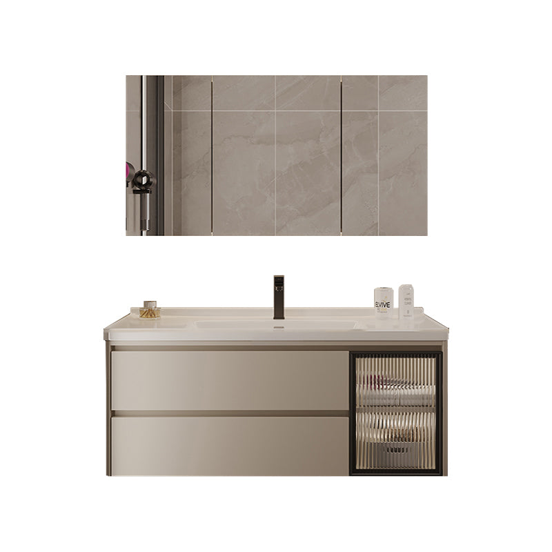 Wall Mount Bathroom Vanity Modern Glass Single-Sink Rectangular Vanity Set Vanity & Faucet & Mirror Cabinet https: res.litfad.com site img item 2023 02 09 7519088 1200x1200.jpg Clearhalo 'Bathroom Remodel & Bathroom Fixtures' 'Bathroom Vanities' 'bathroom_vanities' 'Home Improvement' 'home_improvement' 'home_improvement_bathroom_vanities' 7519088