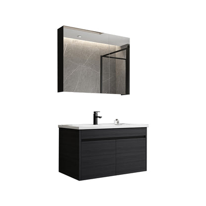 Wall Mount Bathroom Vanity Set Modern Single-Sink Bathroom Sink Vanity Vanity & Faucet & Mirror Cabinet https: res.litfad.com site img item 2023 02 24 7519130 1200x1200.jpg Black Faucet Included Clearhalo 'Bathroom Remodel & Bathroom Fixtures' 'Bathroom Vanities' 'bathroom_vanities' 'Home Improvement' 'home_improvement' 'home_improvement_bathroom_vanities' 7519130