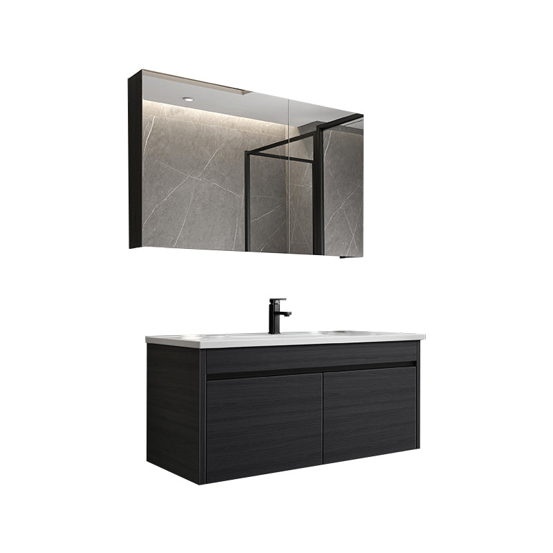Wall Mount Bathroom Vanity Set Modern Single-Sink Bathroom Sink Vanity Vanity & Faucet & Mirror Cabinet https: res.litfad.com site img item 2023 02 25 7519133 1200x1200.jpg Black Faucet Included Clearhalo 'Bathroom Remodel & Bathroom Fixtures' 'Bathroom Vanities' 'bathroom_vanities' 'Home Improvement' 'home_improvement' 'home_improvement_bathroom_vanities' 7519133