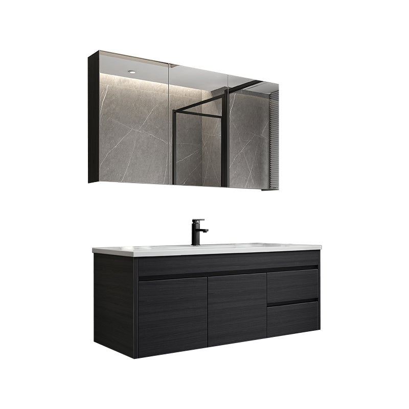 Wall Mount Bathroom Vanity Set Modern Single-Sink Bathroom Sink Vanity Vanity & Faucet & Mirror Cabinet https: res.litfad.com site img item 2023 02 07 7519135 1200x1200.jpg Black Faucet Included Clearhalo 'Bathroom Remodel & Bathroom Fixtures' 'Bathroom Vanities' 'bathroom_vanities' 'Home Improvement' 'home_improvement' 'home_improvement_bathroom_vanities' 7519135