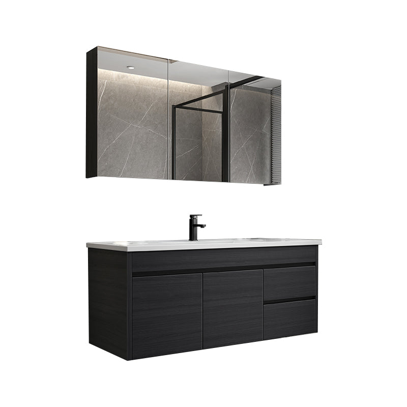 Wall Mount Bathroom Vanity Set Modern Single-Sink Bathroom Sink Vanity Vanity & Faucet & Mirror Cabinet https: res.litfad.com site img item 2023 02 23 7519137 1200x1200.jpg Black Faucet Included Clearhalo 'Bathroom Remodel & Bathroom Fixtures' 'Bathroom Vanities' 'bathroom_vanities' 'Home Improvement' 'home_improvement' 'home_improvement_bathroom_vanities' 7519137