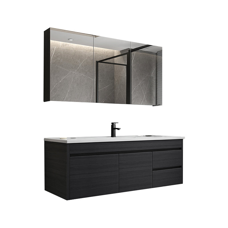 Wall Mount Bathroom Vanity Set Modern Single-Sink Bathroom Sink Vanity Vanity & Faucet & Mirror Cabinet https: res.litfad.com site img item 2023 02 19 7519139 1200x1200.jpg Black Faucet Included Clearhalo 'Bathroom Remodel & Bathroom Fixtures' 'Bathroom Vanities' 'bathroom_vanities' 'Home Improvement' 'home_improvement' 'home_improvement_bathroom_vanities' 7519139
