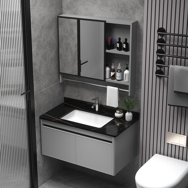 Wall Mount Bathroom Vanity Modern Metal Base Rectangular Single Vanity Set Clearhalo 'Bathroom Remodel & Bathroom Fixtures' 'Bathroom Vanities' 'bathroom_vanities' 'Home Improvement' 'home_improvement' 'home_improvement_bathroom_vanities' 7519151