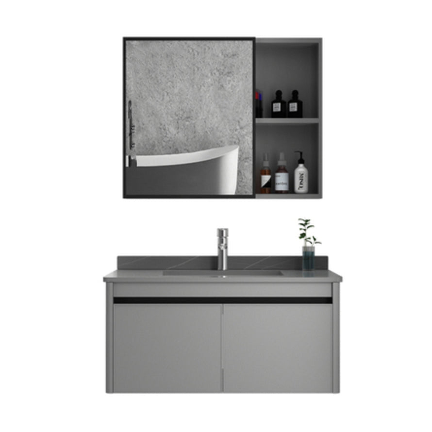 Wall Mount Bathroom Vanity Modern Metal Base Rectangular Single Vanity Set Clearhalo 'Bathroom Remodel & Bathroom Fixtures' 'Bathroom Vanities' 'bathroom_vanities' 'Home Improvement' 'home_improvement' 'home_improvement_bathroom_vanities' 7519159