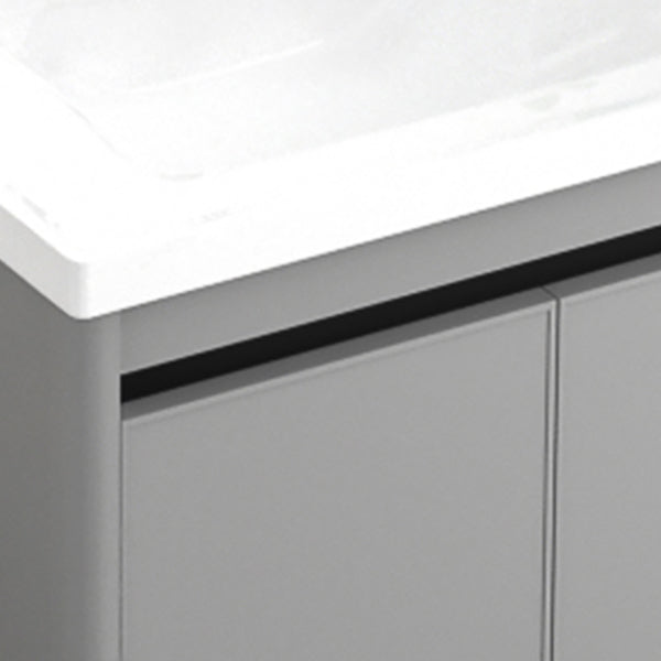 Wall Mount Bathroom Vanity Modern Metal Base Rectangular Single Vanity Set Clearhalo 'Bathroom Remodel & Bathroom Fixtures' 'Bathroom Vanities' 'bathroom_vanities' 'Home Improvement' 'home_improvement' 'home_improvement_bathroom_vanities' 7519164