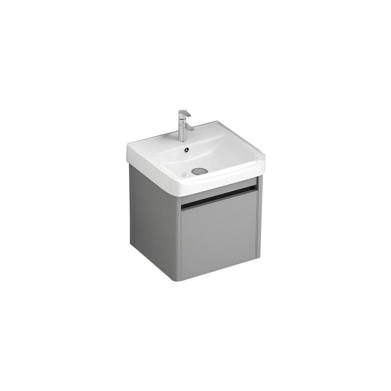 Wall Mount Bathroom Vanity Modern Metal Base Rectangular Single Vanity Set Vanity & Faucet 16.9"L x 14.2"W x 18.9"H White Clearhalo 'Bathroom Remodel & Bathroom Fixtures' 'Bathroom Vanities' 'bathroom_vanities' 'Home Improvement' 'home_improvement' 'home_improvement_bathroom_vanities' 7519170