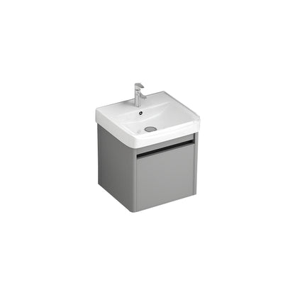 Wall Mount Bathroom Vanity Modern Metal Base Rectangular Single Vanity Set Vanity & Faucet 16.9"L x 14.2"W x 18.9"H White Clearhalo 'Bathroom Remodel & Bathroom Fixtures' 'Bathroom Vanities' 'bathroom_vanities' 'Home Improvement' 'home_improvement' 'home_improvement_bathroom_vanities' 7519170