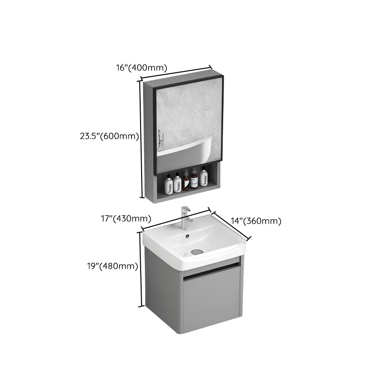 Wall Mount Bathroom Vanity Modern Metal Base Rectangular Single Vanity Set Clearhalo 'Bathroom Remodel & Bathroom Fixtures' 'Bathroom Vanities' 'bathroom_vanities' 'Home Improvement' 'home_improvement' 'home_improvement_bathroom_vanities' 7519174