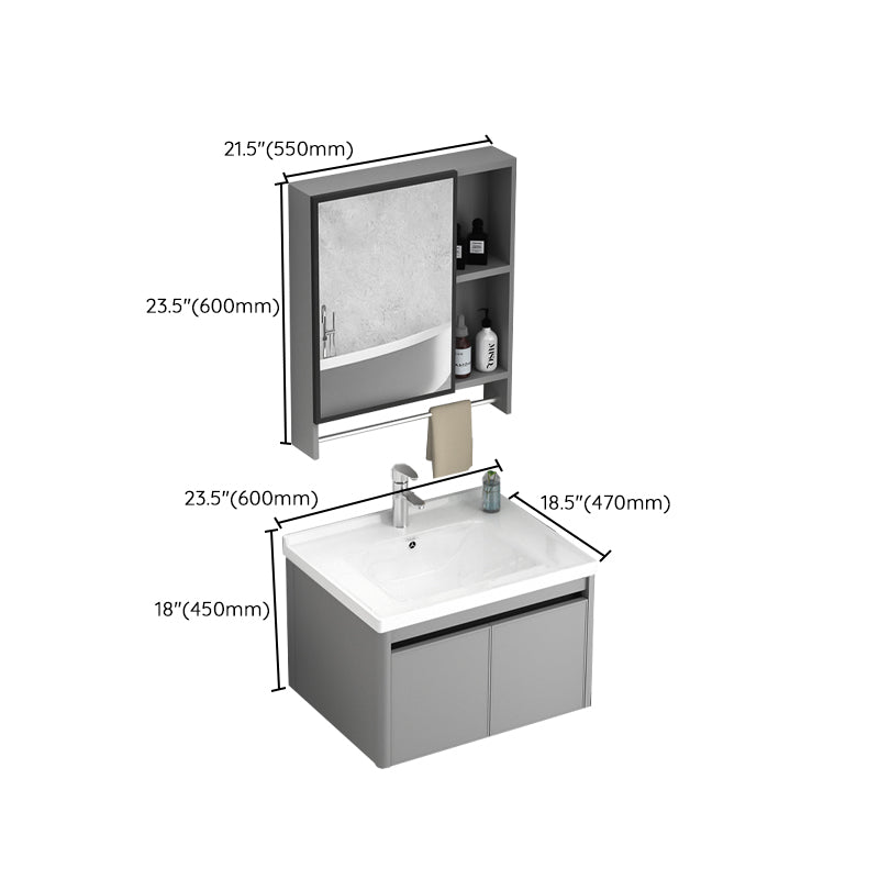 Wall Mount Bathroom Vanity Modern Metal Base Rectangular Single Vanity Set Clearhalo 'Bathroom Remodel & Bathroom Fixtures' 'Bathroom Vanities' 'bathroom_vanities' 'Home Improvement' 'home_improvement' 'home_improvement_bathroom_vanities' 7519176