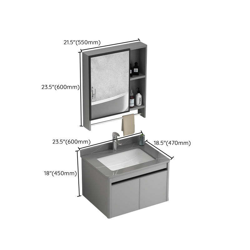 Wall Mount Bathroom Vanity Modern Metal Base Rectangular Single Vanity Set Clearhalo 'Bathroom Remodel & Bathroom Fixtures' 'Bathroom Vanities' 'bathroom_vanities' 'Home Improvement' 'home_improvement' 'home_improvement_bathroom_vanities' 7519177