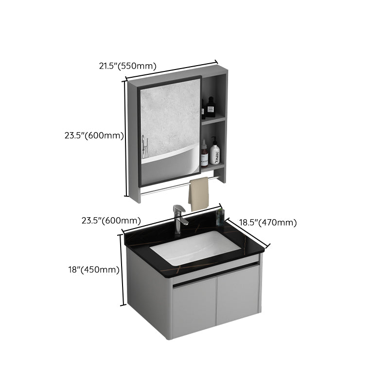 Wall Mount Bathroom Vanity Modern Metal Base Rectangular Single Vanity Set Clearhalo 'Bathroom Remodel & Bathroom Fixtures' 'Bathroom Vanities' 'bathroom_vanities' 'Home Improvement' 'home_improvement' 'home_improvement_bathroom_vanities' 7519178