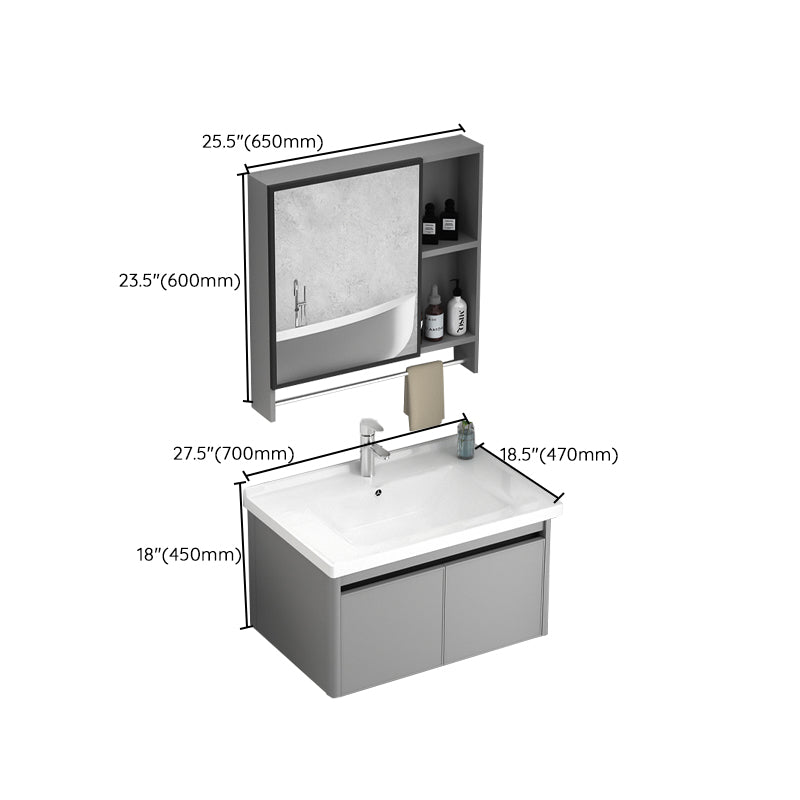 Wall Mount Bathroom Vanity Modern Metal Base Rectangular Single Vanity Set Clearhalo 'Bathroom Remodel & Bathroom Fixtures' 'Bathroom Vanities' 'bathroom_vanities' 'Home Improvement' 'home_improvement' 'home_improvement_bathroom_vanities' 7519179