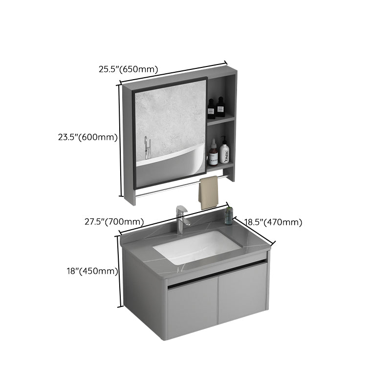 Wall Mount Bathroom Vanity Modern Metal Base Rectangular Single Vanity Set Clearhalo 'Bathroom Remodel & Bathroom Fixtures' 'Bathroom Vanities' 'bathroom_vanities' 'Home Improvement' 'home_improvement' 'home_improvement_bathroom_vanities' 7519180