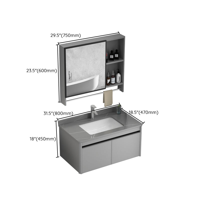 Wall Mount Bathroom Vanity Modern Metal Base Rectangular Single Vanity Set Clearhalo 'Bathroom Remodel & Bathroom Fixtures' 'Bathroom Vanities' 'bathroom_vanities' 'Home Improvement' 'home_improvement' 'home_improvement_bathroom_vanities' 7519183