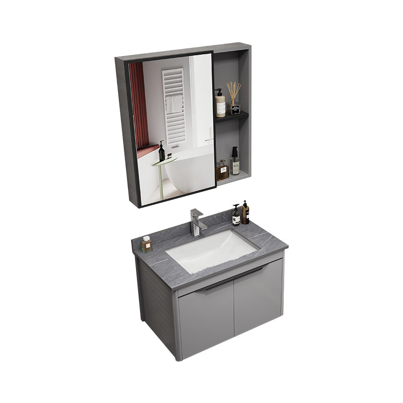 Single Sink Bathroom Vanity Modern Metal Base Rectangular Wall Mount Vanity Set Clearhalo 'Bathroom Remodel & Bathroom Fixtures' 'Bathroom Vanities' 'bathroom_vanities' 'Home Improvement' 'home_improvement' 'home_improvement_bathroom_vanities' 7519194