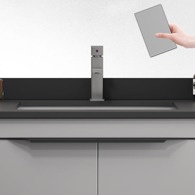 Single Sink Bathroom Vanity Modern Metal Base Rectangular Wall Mount Vanity Set Clearhalo 'Bathroom Remodel & Bathroom Fixtures' 'Bathroom Vanities' 'bathroom_vanities' 'Home Improvement' 'home_improvement' 'home_improvement_bathroom_vanities' 7519198