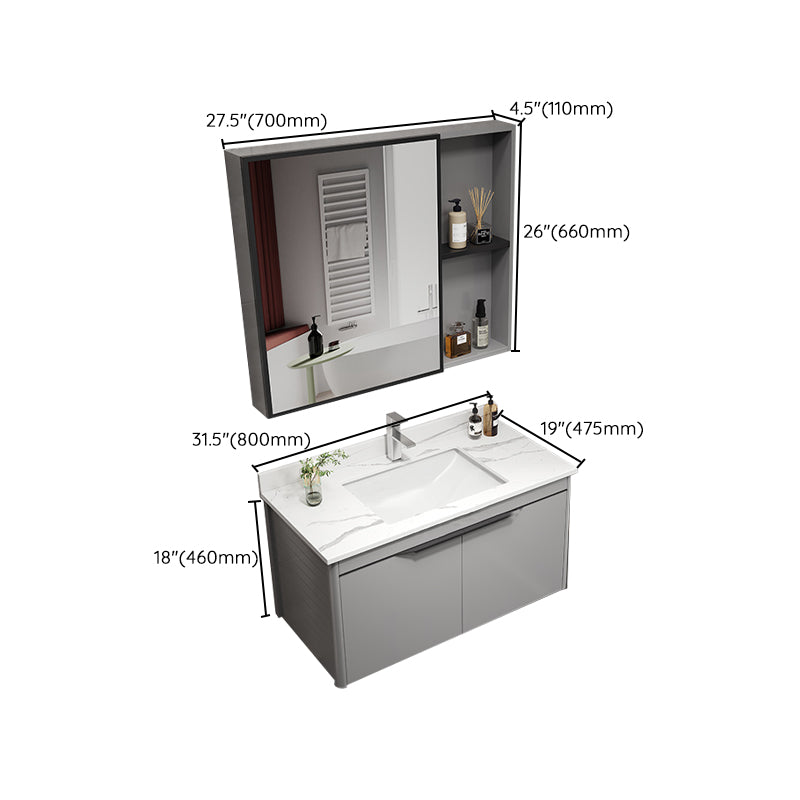 Single Sink Bathroom Vanity Modern Metal Base Rectangular Wall Mount Vanity Set Clearhalo 'Bathroom Remodel & Bathroom Fixtures' 'Bathroom Vanities' 'bathroom_vanities' 'Home Improvement' 'home_improvement' 'home_improvement_bathroom_vanities' 7519214