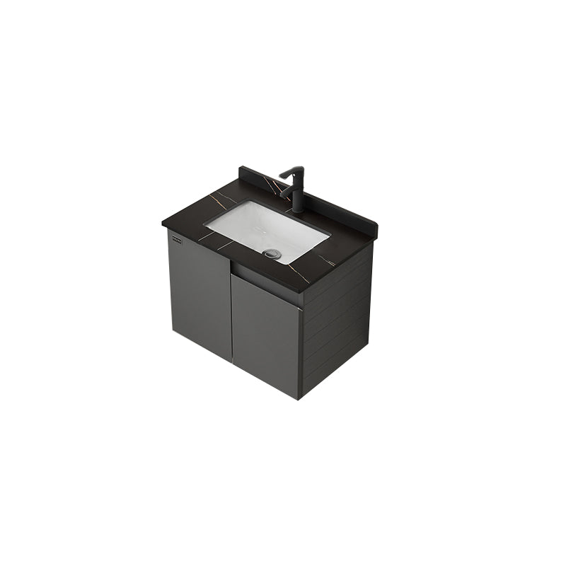 Wall Mount Bathroom Vanity Modern Single-Sink Gray Rectangular Vanity Set Vanity & Faucet 23.6"L x 15.7"W x 18.1"H Gray Clearhalo 'Bathroom Remodel & Bathroom Fixtures' 'Bathroom Vanities' 'bathroom_vanities' 'Home Improvement' 'home_improvement' 'home_improvement_bathroom_vanities' 7519265