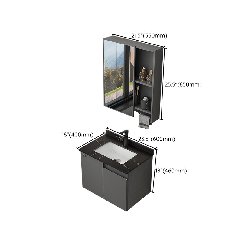 Wall Mount Bathroom Vanity Modern Single-Sink Gray Rectangular Vanity Set Clearhalo 'Bathroom Remodel & Bathroom Fixtures' 'Bathroom Vanities' 'bathroom_vanities' 'Home Improvement' 'home_improvement' 'home_improvement_bathroom_vanities' 7519280