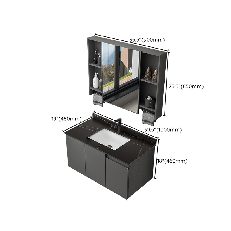 Wall Mount Bathroom Vanity Modern Single-Sink Gray Rectangular Vanity Set Clearhalo 'Bathroom Remodel & Bathroom Fixtures' 'Bathroom Vanities' 'bathroom_vanities' 'Home Improvement' 'home_improvement' 'home_improvement_bathroom_vanities' 7519290