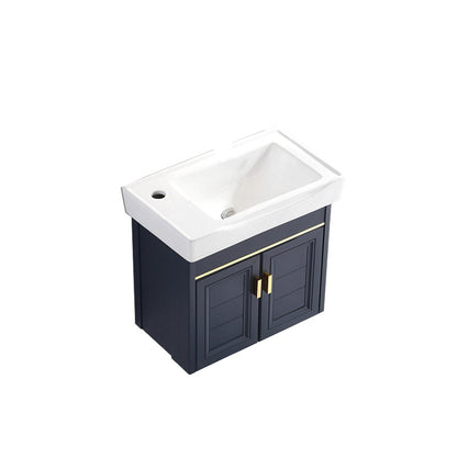 Glam Single Bath Vanity Metal Frame Wall Mount Blue Sink Vanity Bathroom Vanity 20"L x 12"W x 17"H Left Clearhalo 'Bathroom Remodel & Bathroom Fixtures' 'Bathroom Vanities' 'bathroom_vanities' 'Home Improvement' 'home_improvement' 'home_improvement_bathroom_vanities' 7519316