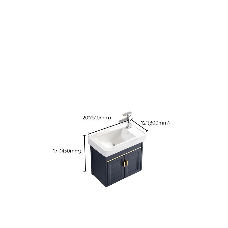 Glam Single Bath Vanity Metal Frame Wall Mount Blue Sink Vanity Clearhalo 'Bathroom Remodel & Bathroom Fixtures' 'Bathroom Vanities' 'bathroom_vanities' 'Home Improvement' 'home_improvement' 'home_improvement_bathroom_vanities' 7519327