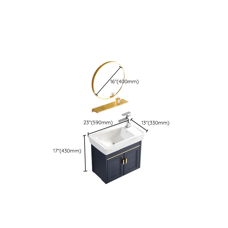 Glam Single Bath Vanity Metal Frame Wall Mount Blue Sink Vanity Clearhalo 'Bathroom Remodel & Bathroom Fixtures' 'Bathroom Vanities' 'bathroom_vanities' 'Home Improvement' 'home_improvement' 'home_improvement_bathroom_vanities' 7519333