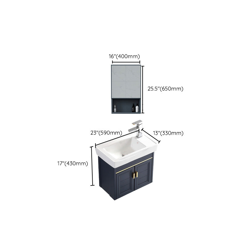 Glam Single Bath Vanity Metal Frame Wall Mount Blue Sink Vanity Clearhalo 'Bathroom Remodel & Bathroom Fixtures' 'Bathroom Vanities' 'bathroom_vanities' 'Home Improvement' 'home_improvement' 'home_improvement_bathroom_vanities' 7519338