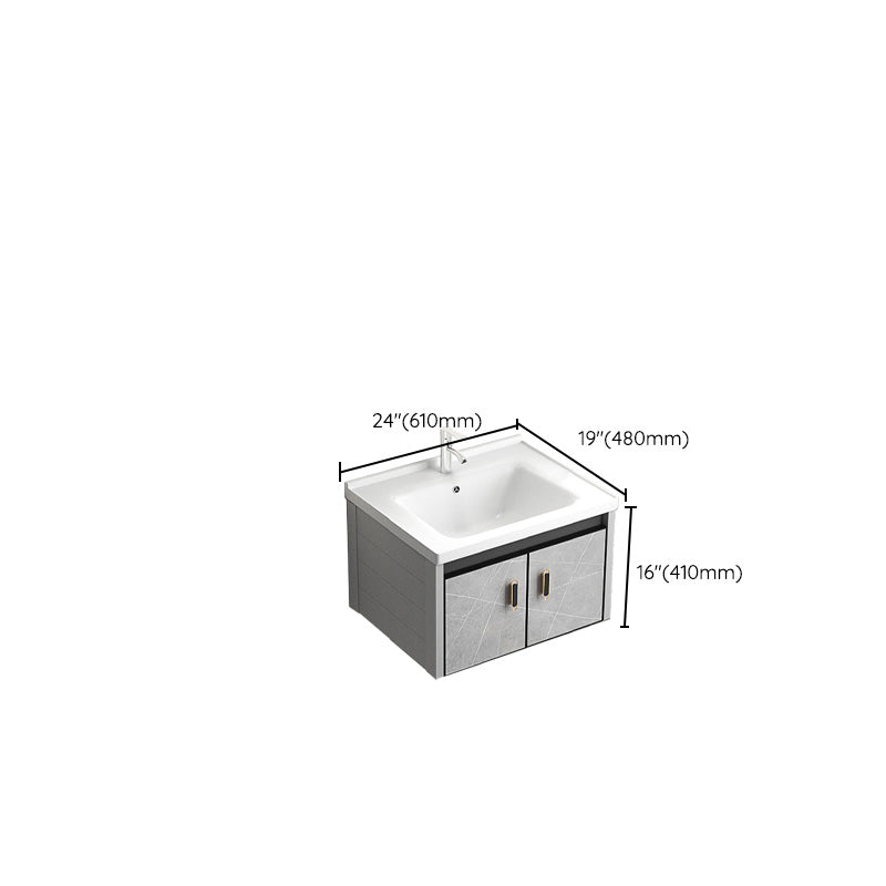 Modern Vanity Rectangular Gray Single Wall Mount Metal Vanity Set Clearhalo 'Bathroom Remodel & Bathroom Fixtures' 'Bathroom Vanities' 'bathroom_vanities' 'Home Improvement' 'home_improvement' 'home_improvement_bathroom_vanities' 7519367