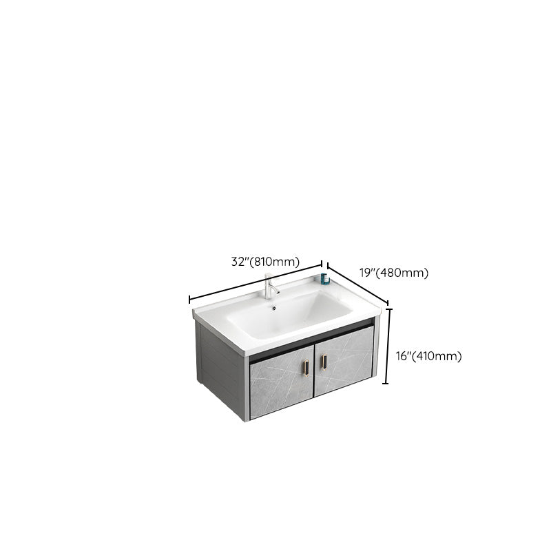 Modern Vanity Rectangular Gray Single Wall Mount Metal Vanity Set Clearhalo 'Bathroom Remodel & Bathroom Fixtures' 'Bathroom Vanities' 'bathroom_vanities' 'Home Improvement' 'home_improvement' 'home_improvement_bathroom_vanities' 7519371