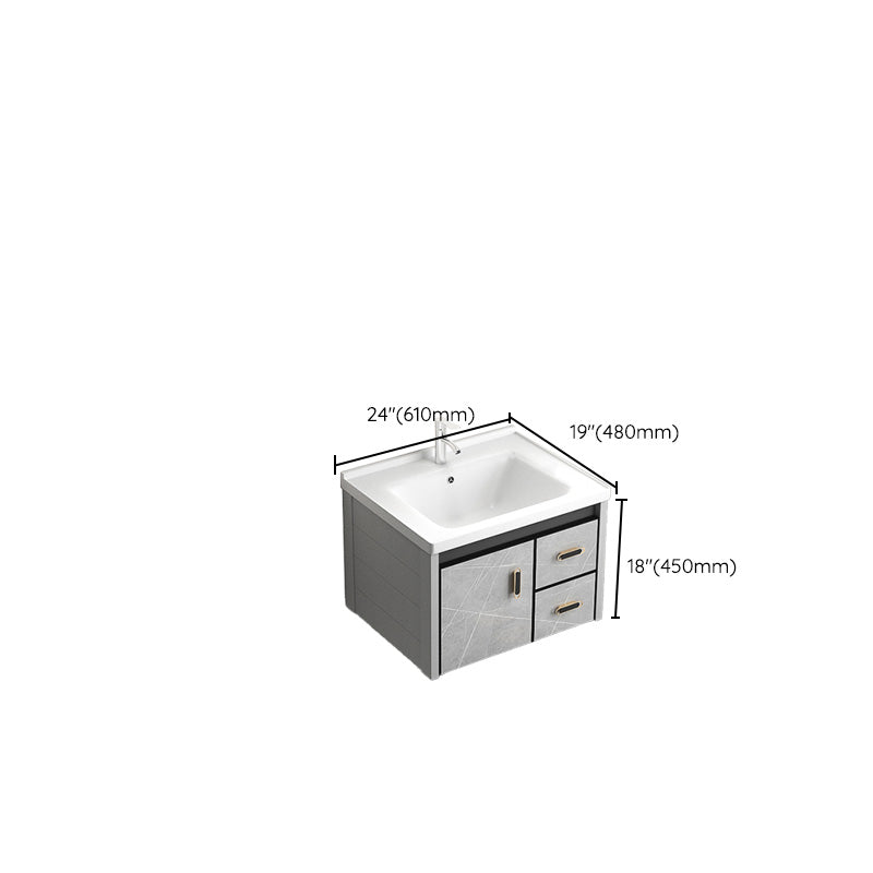 Modern Vanity Rectangular Gray Single Wall Mount Metal Vanity Set Clearhalo 'Bathroom Remodel & Bathroom Fixtures' 'Bathroom Vanities' 'bathroom_vanities' 'Home Improvement' 'home_improvement' 'home_improvement_bathroom_vanities' 7519373