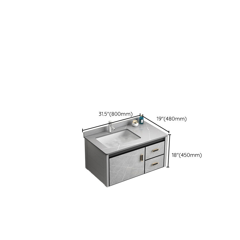 Modern Vanity Rectangular Gray Single Wall Mount Metal Vanity Set Clearhalo 'Bathroom Remodel & Bathroom Fixtures' 'Bathroom Vanities' 'bathroom_vanities' 'Home Improvement' 'home_improvement' 'home_improvement_bathroom_vanities' 7519376