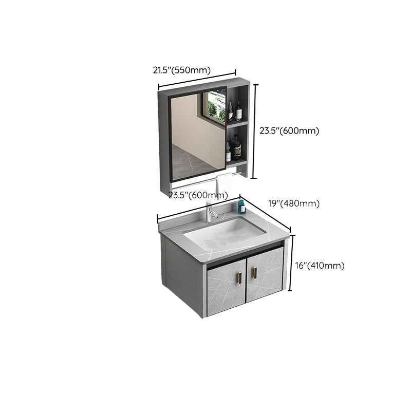 Modern Vanity Rectangular Gray Single Wall Mount Metal Vanity Set Clearhalo 'Bathroom Remodel & Bathroom Fixtures' 'Bathroom Vanities' 'bathroom_vanities' 'Home Improvement' 'home_improvement' 'home_improvement_bathroom_vanities' 7519378