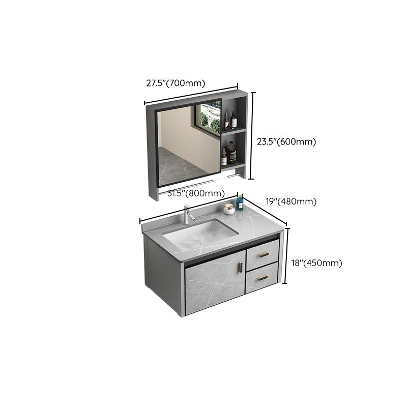 Modern Vanity Rectangular Gray Single Wall Mount Metal Vanity Set Clearhalo 'Bathroom Remodel & Bathroom Fixtures' 'Bathroom Vanities' 'bathroom_vanities' 'Home Improvement' 'home_improvement' 'home_improvement_bathroom_vanities' 7519386