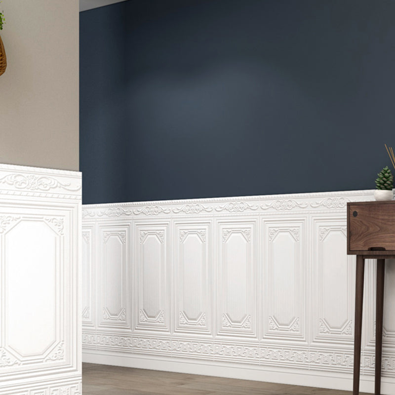 Contemporary Waterproof 3D Wainscoting Peel and Stick Indoor Wallboard White 10-Piece Set Clearhalo 'Flooring 'Home Improvement' 'home_improvement' 'home_improvement_wall_paneling' 'Wall Paneling' 'wall_paneling' 'Walls & Ceilings' Walls and Ceiling' 7529583