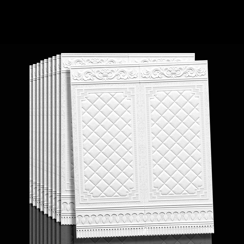 Contemporary Waterproof 3D Wainscoting Peel and Stick Indoor Wallboard Ivory 10-Piece Set Clearhalo 'Flooring 'Home Improvement' 'home_improvement' 'home_improvement_wall_paneling' 'Wall Paneling' 'wall_paneling' 'Walls & Ceilings' Walls and Ceiling' 7529588
