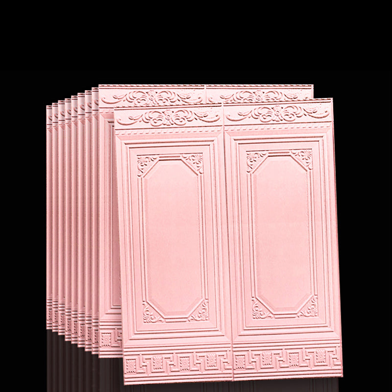 Contemporary Waterproof 3D Wainscoting Peel and Stick Indoor Wallboard Pink 10-Piece Set Clearhalo 'Flooring 'Home Improvement' 'home_improvement' 'home_improvement_wall_paneling' 'Wall Paneling' 'wall_paneling' 'Walls & Ceilings' Walls and Ceiling' 7529591