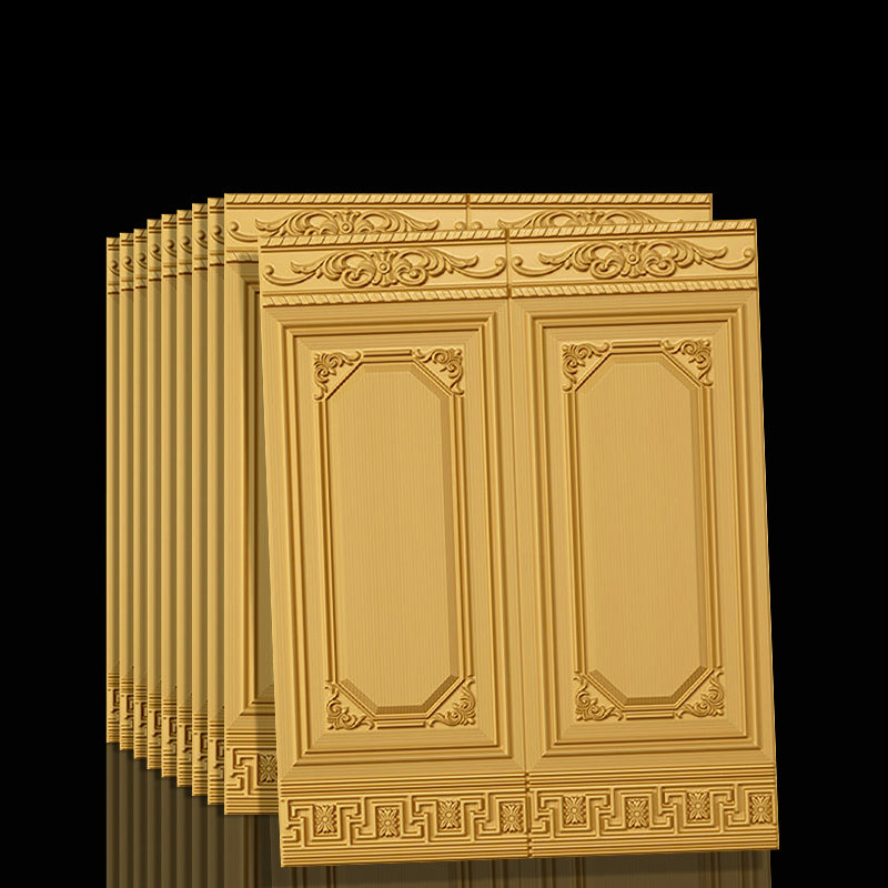 Contemporary Waterproof 3D Wainscoting Peel and Stick Indoor Wallboard Gold 10-Piece Set Clearhalo 'Flooring 'Home Improvement' 'home_improvement' 'home_improvement_wall_paneling' 'Wall Paneling' 'wall_paneling' 'Walls & Ceilings' Walls and Ceiling' 7529594